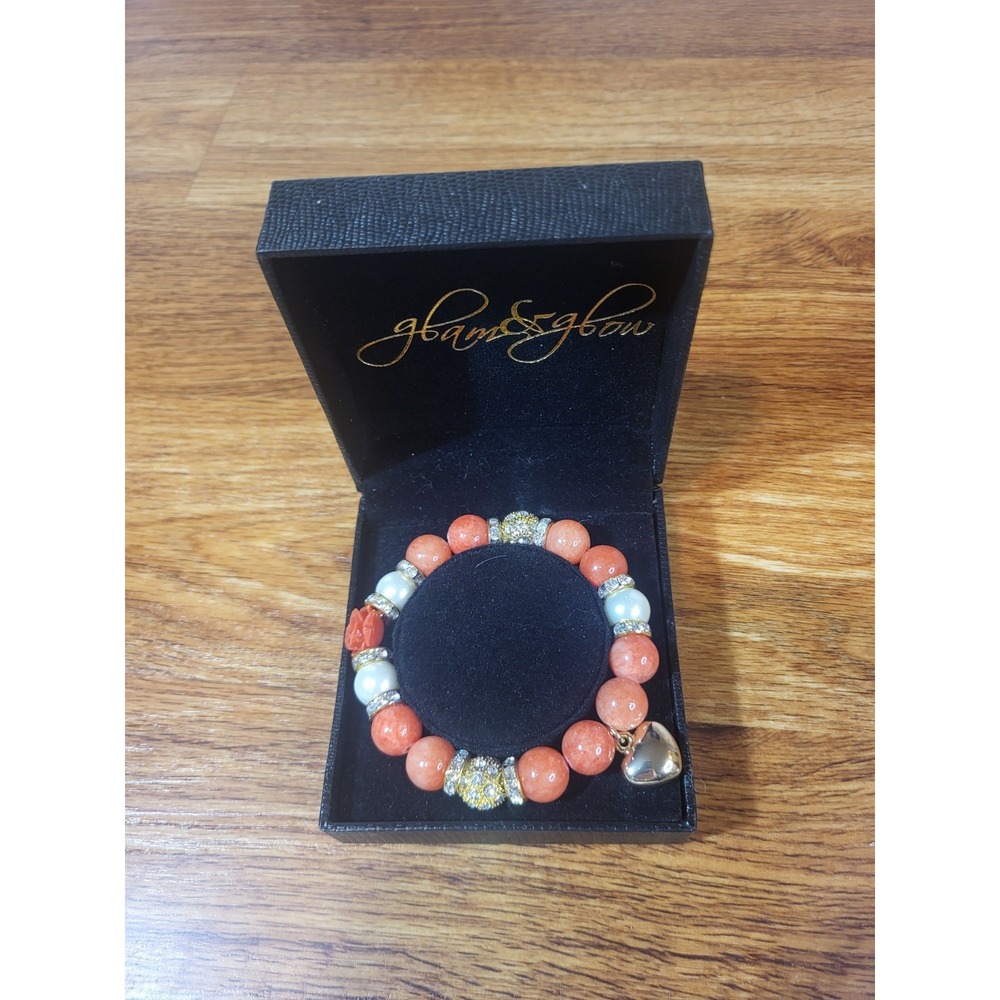 Glam & Glow Orange Gold Tone Bracelet New